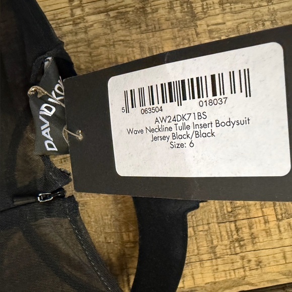 David Koma Wave Neckline Bodysuit Black Sheer Mesh top FWRD Revolve $775 sz 6 - Picture 9 of 11
